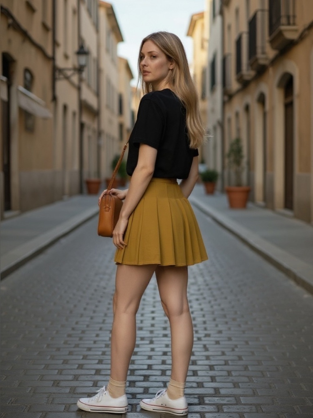 NWT PrettyLittleThing Pleated Micro Mini Skirt Sz 10 Golden Mustard color - Picture 5 of 11